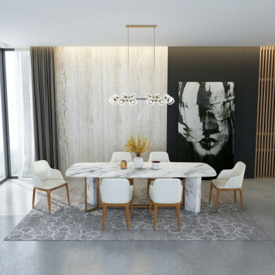 Compleet set eettafel + 6 stoelen eetkamerset eetgroep houten tafel