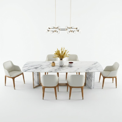 Compleet set eettafel + 6 stoelen eetkamerset eetgroep houten tafel