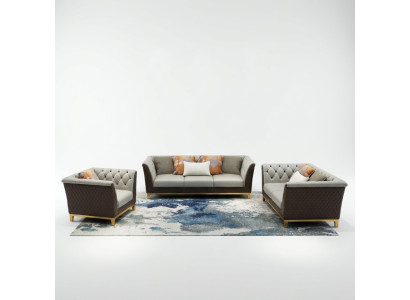 Bank Bankstel Zitkussen Complete Set 3+2+1 Bankstellen Ontwerp Chesterfield