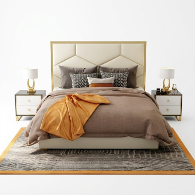 Beddecoratie Kussendesign Luxe Dubbele Hotelbedden Slaapkamer Leer