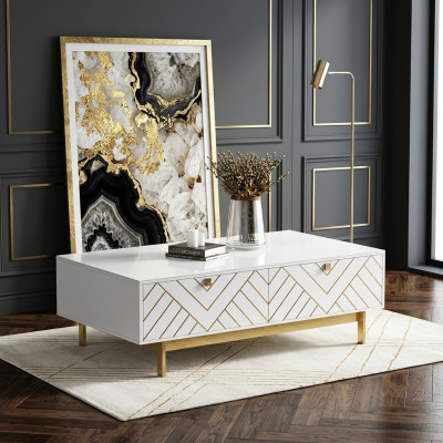 Edelglans salontafel tafel Roestvrijstalen bank bijzettafel VS luxe