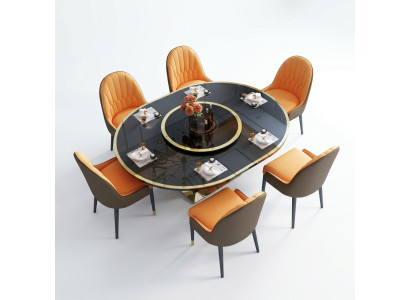 Ontwerper eettafel Ovaal glazen ronde tafels Moderne uitschuifbare