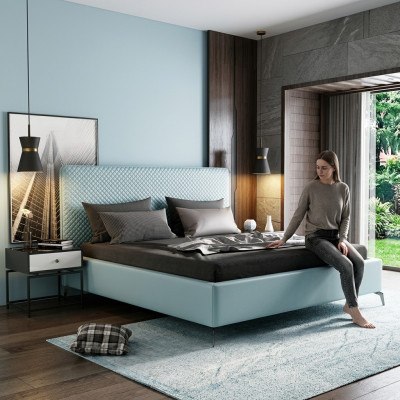 Tweepersoonslederen bed lederen bedden bed lederen bekleding slaapkamer huwelijk.