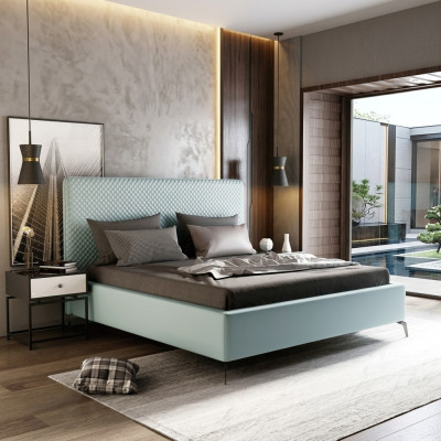 Tweepersoonslederen bed lederen bedden bed lederen bekleding slaapkamer huwelijk.