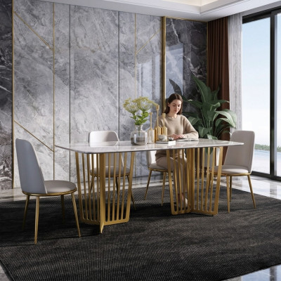 Compleet eetkamer set + 4 stoelen Eetkamer set Eetdecoratie groep Houten tafel