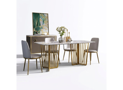 Compleet eetkamer set + 4 stoelen Eetkamer set Eetdecoratie groep Houten tafel