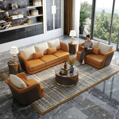 Edel luxe klasse woonkamer set bankstel bank bekleding 6-delig.