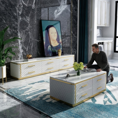 Sideboard TV Lowboard RTV XL kast Salontafel Woonkamer Marmer