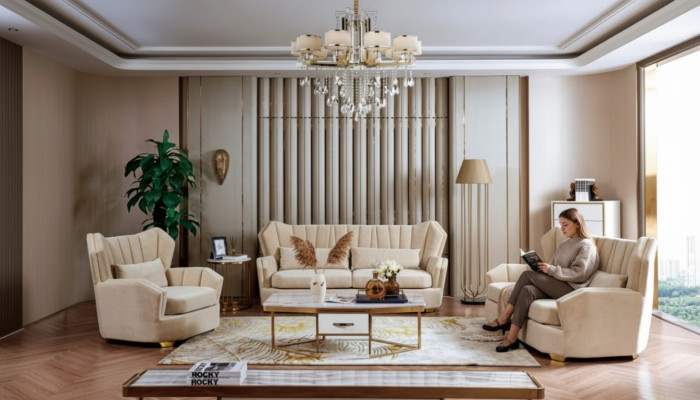 Bank Bankstel Set Stoel Kussen Compleet Set 3+2+1 Decoratiebanken Ontwerper