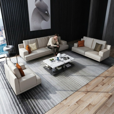 Moderne witte leren bankstel 3+2 zits woonkamer exclusieve bankstellen 2-delig.