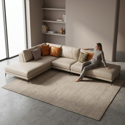Hoekbank gestoffeerde set woonlandschap decor L-vorm ontwerper bank bank