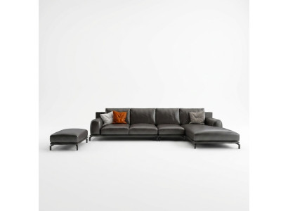 Set bank Designer bank Hoekbank met hocker Stoffering Woonlandschap