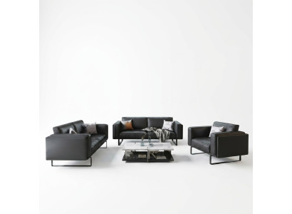 Luxe kantoor kantoormeubilair bankstel leer bankstel 3+2+1 + salontafel 4 delen