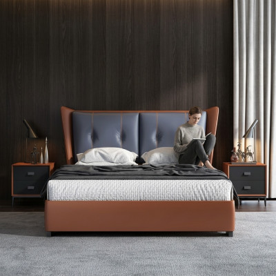 Italiaanse slaapkamerbedden stijl meubelontwerper bed + 2 nachtkastjes