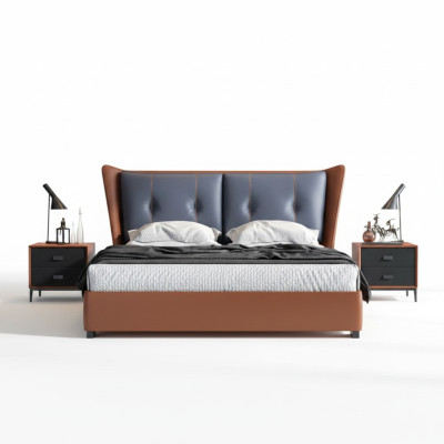 Italiaanse slaapkamerbedden stijl meubelontwerper bed + 2 nachtkastjes