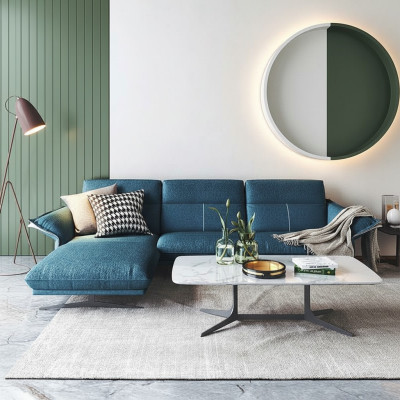 Stof L-vorm bank woonlandschap hoekbank set modern design blauw sofa nieuw
