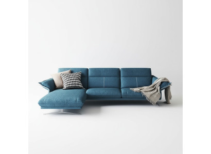 Stof L-vorm bank woonlandschap hoekbank set modern design blauw sofa nieuw
