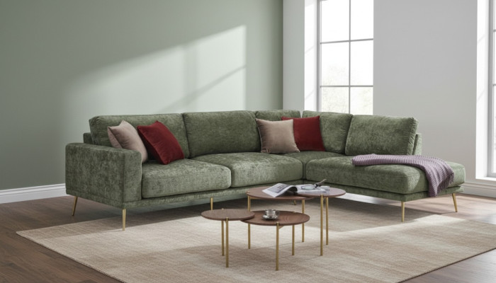 Ontwerp stof L-vorm bank woonlandschap hoekbank set moderne bank bekleding