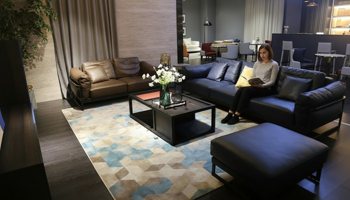 Exclusieve bankstel, 3+2 zits lederen hocker bekleding woonkamer set