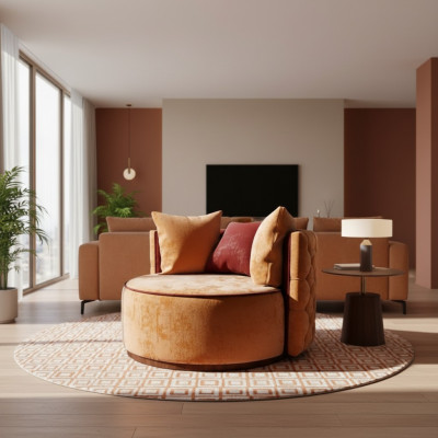 Ronde fauteuil Chesterfield Club Ronde bank Bank Ronde relaxstoelen Beklede stoel