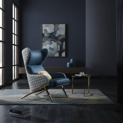 Fauteuil Ontwerp Bank Bank Bank Leer Lounge Club Bekleding Zetel Luxe Turkoois Nieuw