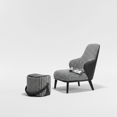 Fauteuil Design Bank Bank Sofa Ontspannen Stof Lounge Luxe TV-clubbekleding Zitter