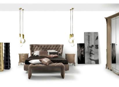 Luxe slaapkamerset 4-delig. Bed + 2x nachtkastje + krukje Modern design bedden massief hout