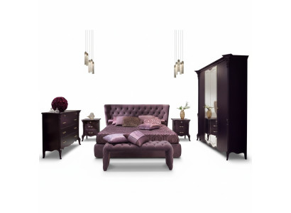 3-delige slaapkamer set Bed 2x Nachtkastje Console Dubbele gestoffeerde bedden Hotel