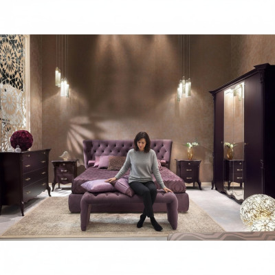 Bed Bekleding Ontwerp Luxe Tweepersoons Hotelbedden Slaapkamer Luxe Paars