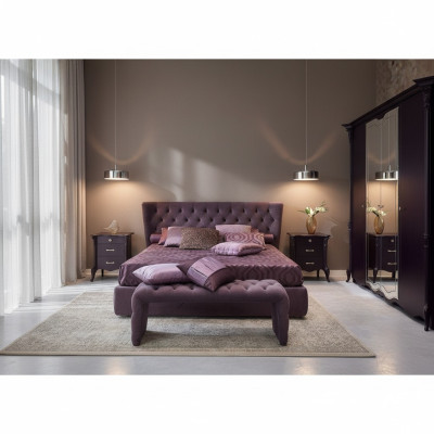 Bed Bekleding Ontwerp Luxe Tweepersoons Hotelbedden Slaapkamer Luxe Paars