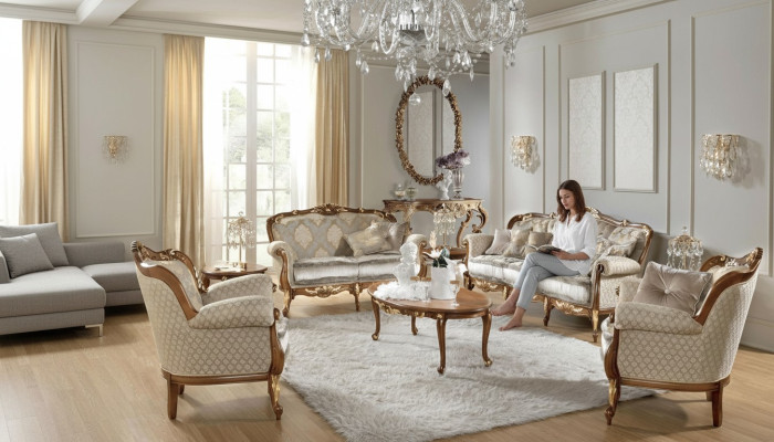 Sofa Barok Rococo Klassieke Driepersoonsbank 3-zitter Bank Beklede Banken Banken