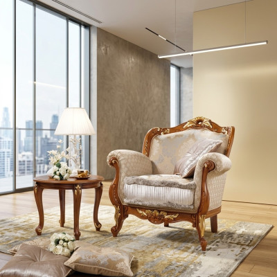 Textiel fauteuil 1-zitsbank Gestoffeerde banken Ontwerp Luxe Klassiek Barok Rococo