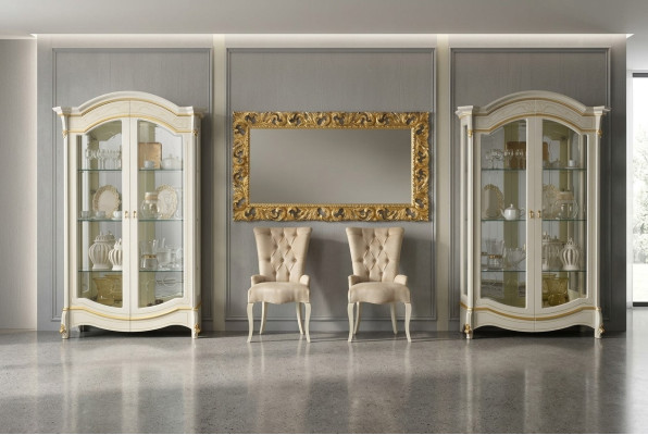 Klassieke woonkamer meubels Wit Goud Hout Etalagekast Kast Meubels