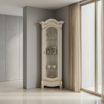 Klassieke hoekvitrine hoekkast glas hout vitrine meubels glazen kast vitrine