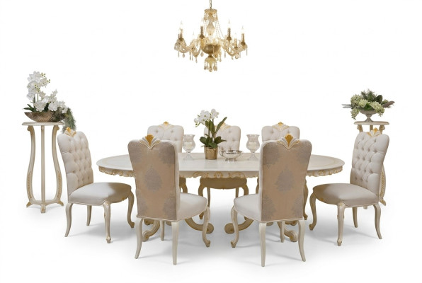 Klassieke eettafel massief hout eetkamer set 4x stoel set stoelen 5-delig.