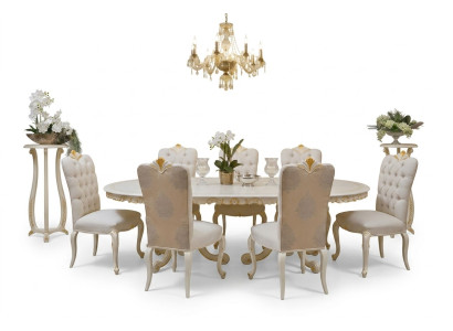 Klassieke eettafel massief hout eetkamer set 4x stoel set stoelen 5-delig.