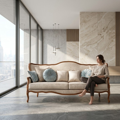 Bankstel 3-zits bank gestoffeerde banken banken woonkamer design textiel stof nieuw