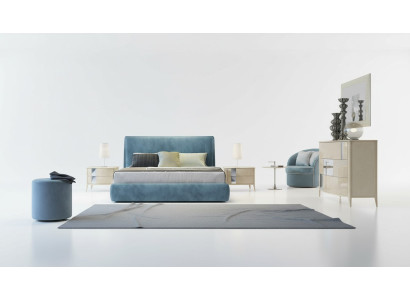 3-delige slaapkamer set Bed 2x Nachtkastje Console Beklede Tweepersoonsbedden Hotel