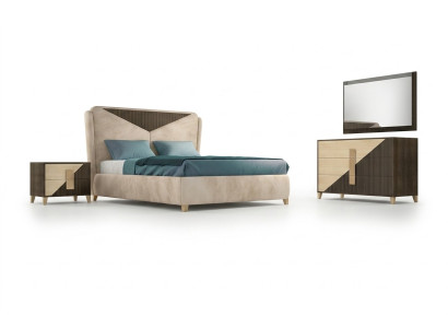 Slaapkamer 3-delige set Bed 2x bedden Nachtkastje Console Dubbel Hotel