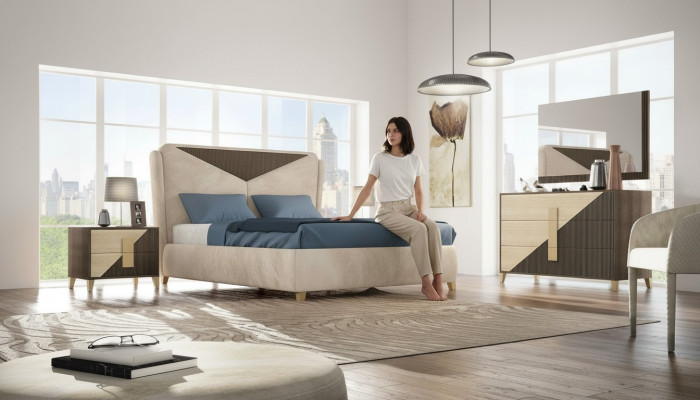 Bed nachtkastje dressoir 4-delige slaapkamerset design modern luxe bedden nieuw