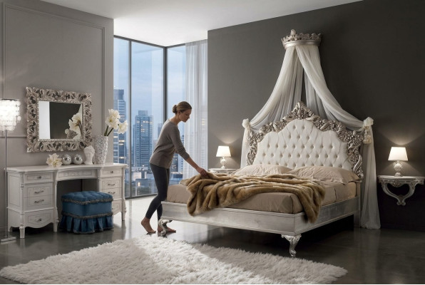 Bed + 2x bedside table 3 pcs. Bedroom set Design Modern Luxury Chesterfield