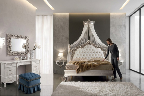 Kaptafel + Spiegel + Krukje Edel dressoir Slaapkamer commode Barok Rococo