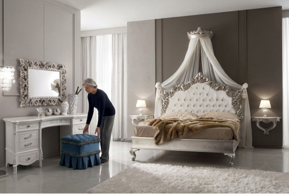 Slaapkamer Compleet Set Koninklijk Barok Bed Kaptafel Nachtkastje 6-delig.