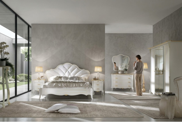 Slaapkamerset Barok bed nachtkastje commode bed meubilair 6-delig. Massief hout.