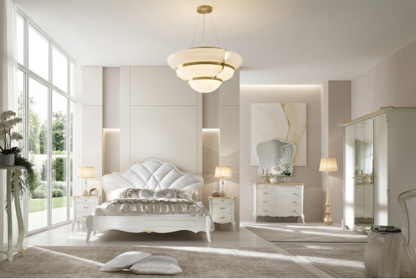 Slaapkamerset Barok bed nachtkastje commode bed meubilair 6-delig. Massief hout.