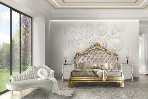 3-delige slaapkamerset Bed 2x nachtkastje Console Bedden Dubbel Hotel Bekleding