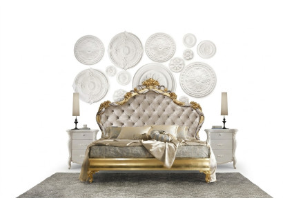 3-delige slaapkamerset Bed 2x nachtkastje Console Bedden Dubbel Hotel Bekleding
