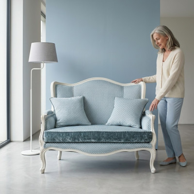 Bankstof Bank Stof Bank Chic Design Designer 2-zits meubel Klassiek meubel
