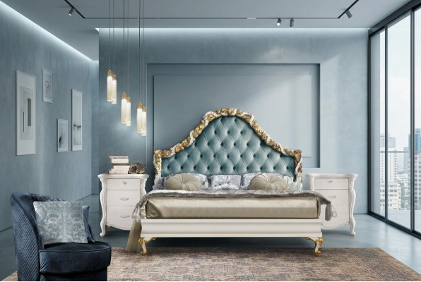 3-delige slaapkamerset Bed 2x Nachtkastje Console Hotelbedden Dubbel Gestoffeerd