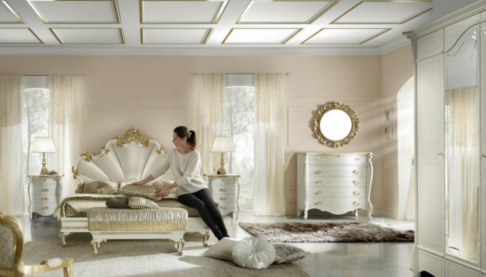 Bed nachtkastje commode 6-delige slaapkamer set massief hout ontwerp luxe